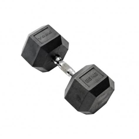 York, Commercial Rubber Hex Dumbbell, 35005, Black