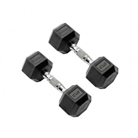 York, Commercial Rubber Hex Dumbbell, 35005, Black
