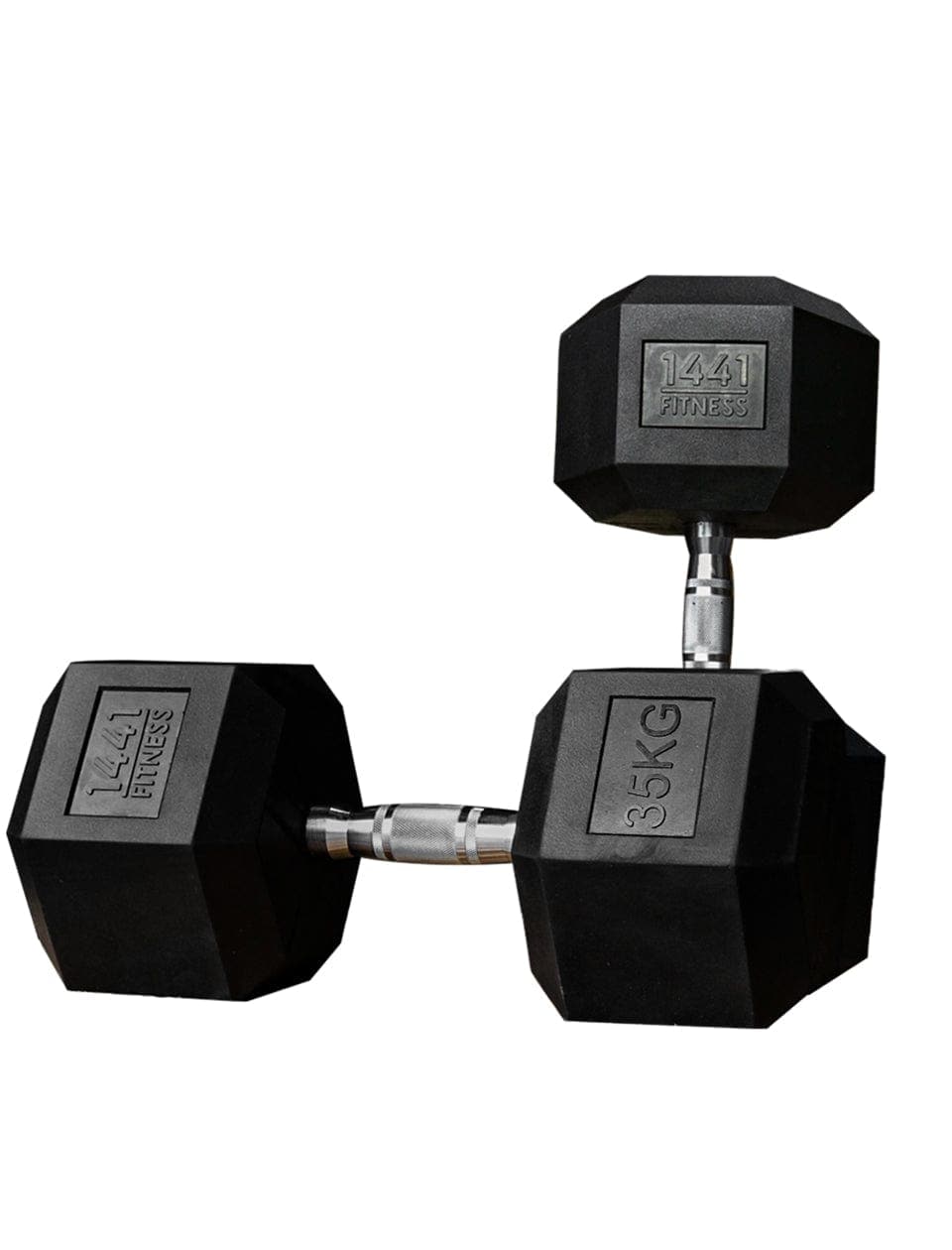 1441 Fitness Rubber Hex Dumbbells in Kilogram | Sold In Pairs (2 pcs) | Tough & Durable | Chrome Plated Economical Handle 35 KG