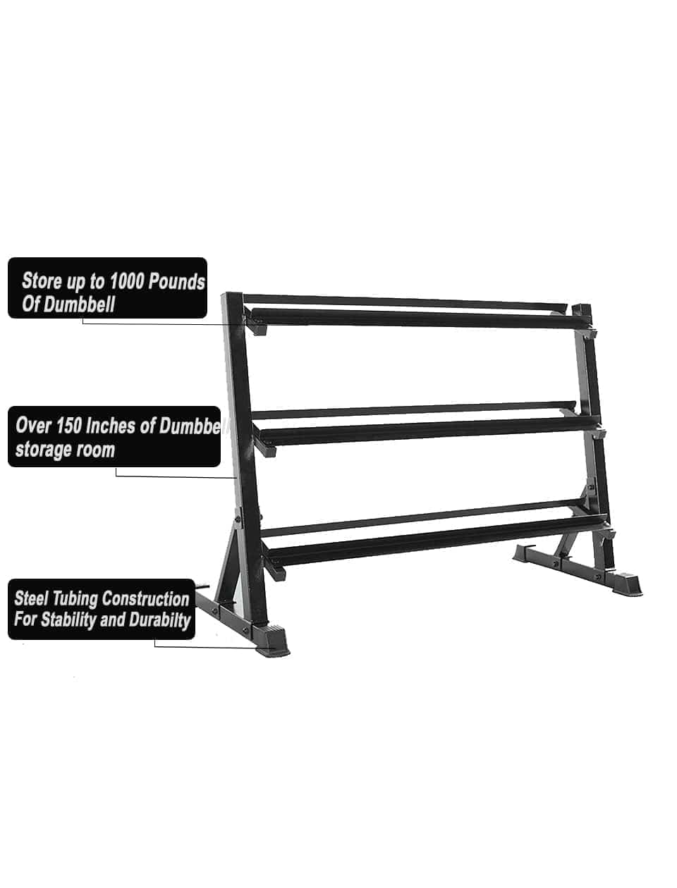 PRSAE Dumbbell Rack 1441 Fitness 3 Tier Dumbbell Rack for 10 Pairs