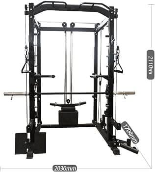 MFS Heavy Duty Smith Machine – With Cable Crossover, Lat Pulldown, Pull-Up Bar & Landmine