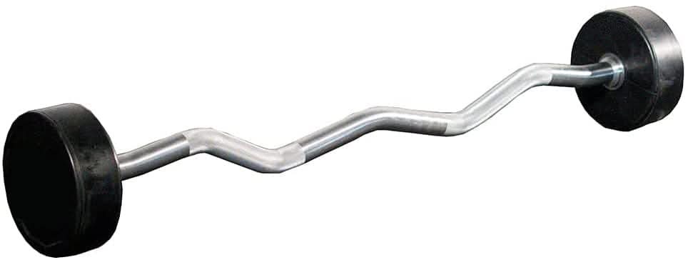 MF Rubber Fixed Barbell with EZ Curl Bar - 10 Kg to 50 Kg