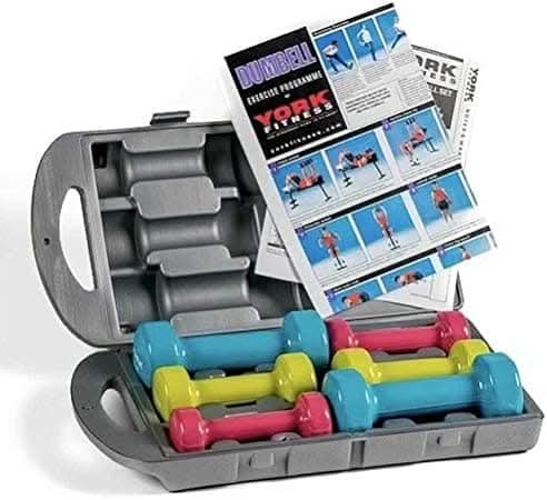 Combo, York, Fitness 10Kg Vinyl Fitbell Set In A Case, 1678, Multicolor