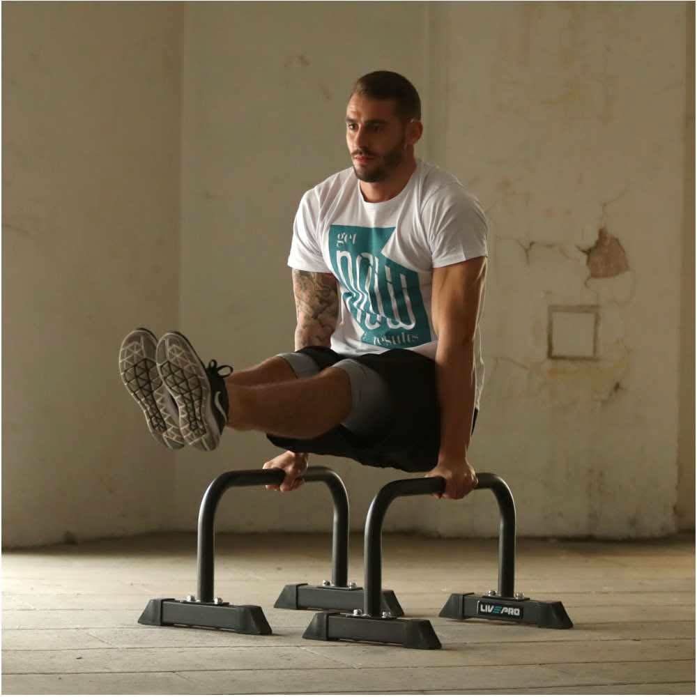 LivePro Low Parallettes (Push Up Bar), Black (1 Pair) | LP8160