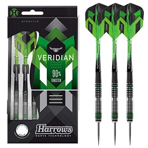 Harrows Unisex Adult Veridian Steel Tip 90% Tungsten Darts - Black, 21 gm