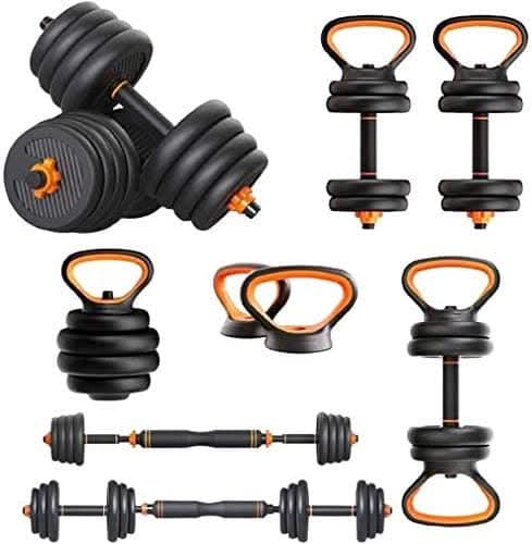 MF Adjustable Dumbbell & Kettlebell & Barbell Set for Home Gym Workout