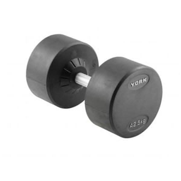 York, Rubber Round Dumbbell, Dzlg11, Black