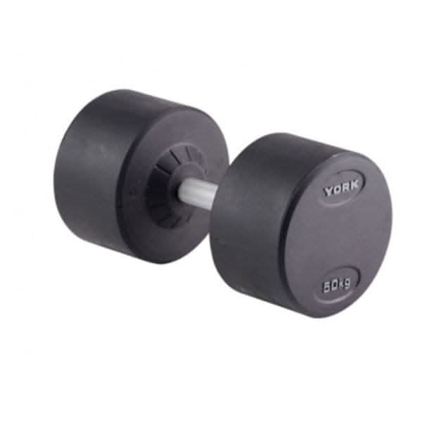 York, Rubber Round Dumbbell, Dzlg11, Black