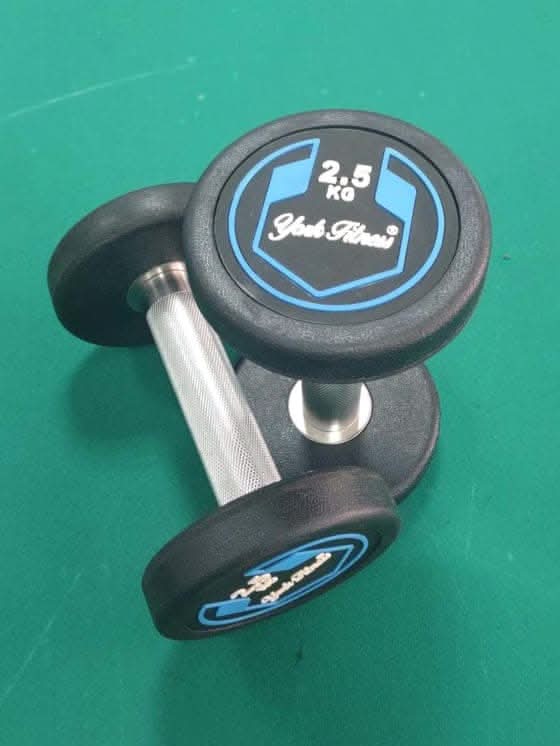 York, Fitness Round Rubber Dumbbell, Dzlg12, Black 2.5 Kg