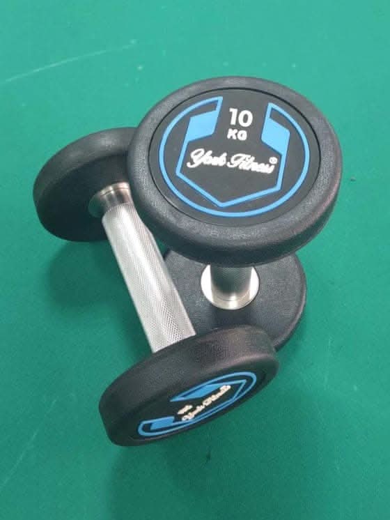York, Fitness Round Rubber Dumbbell, Dzlg12, Black 10 Kg