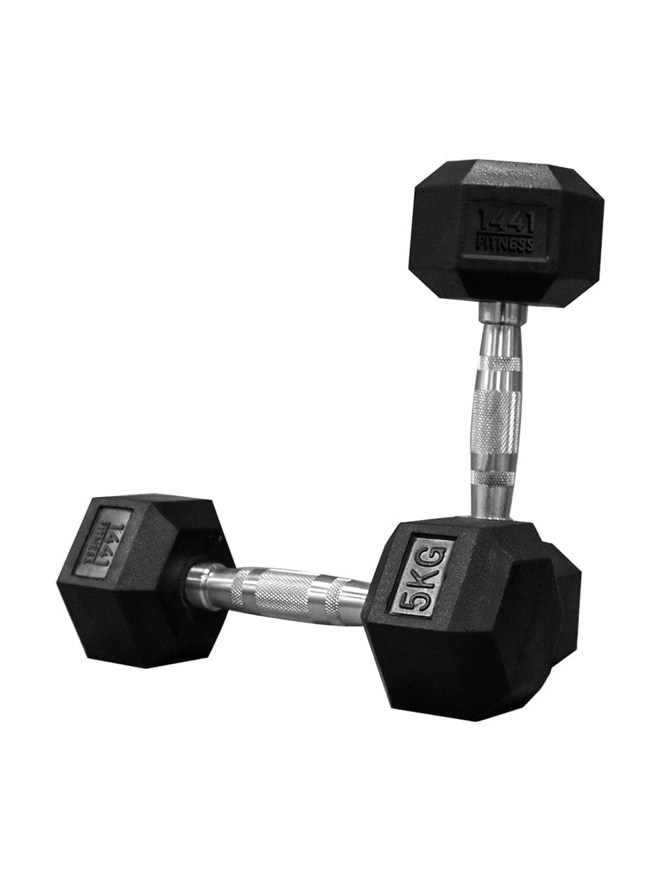 1441 Fitness Rubber Hex Dumbbells in Kilogram | Sold In Pairs (2 pcs) | Tough & Durable | Chrome Plated Economical Handle 5 KG