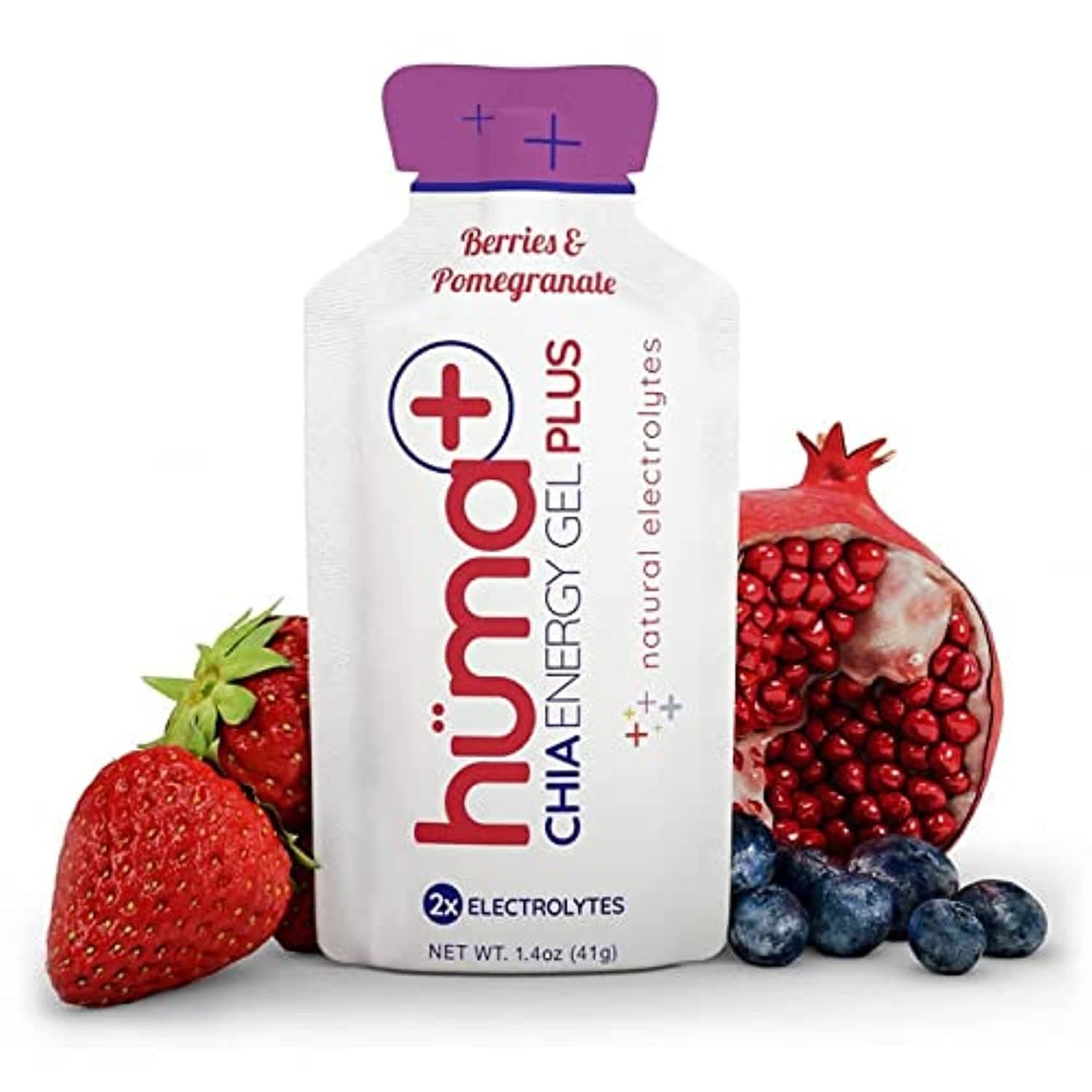 Huma Chia Energy Gel Plus - 9 count x 41g - 21gr Carbs, 240mg Sodium, 2x Electrolytes, 100% All Natural, Vegan, Gluten Free, Caffeine Free, No Stomach Problems, Easy Digestion