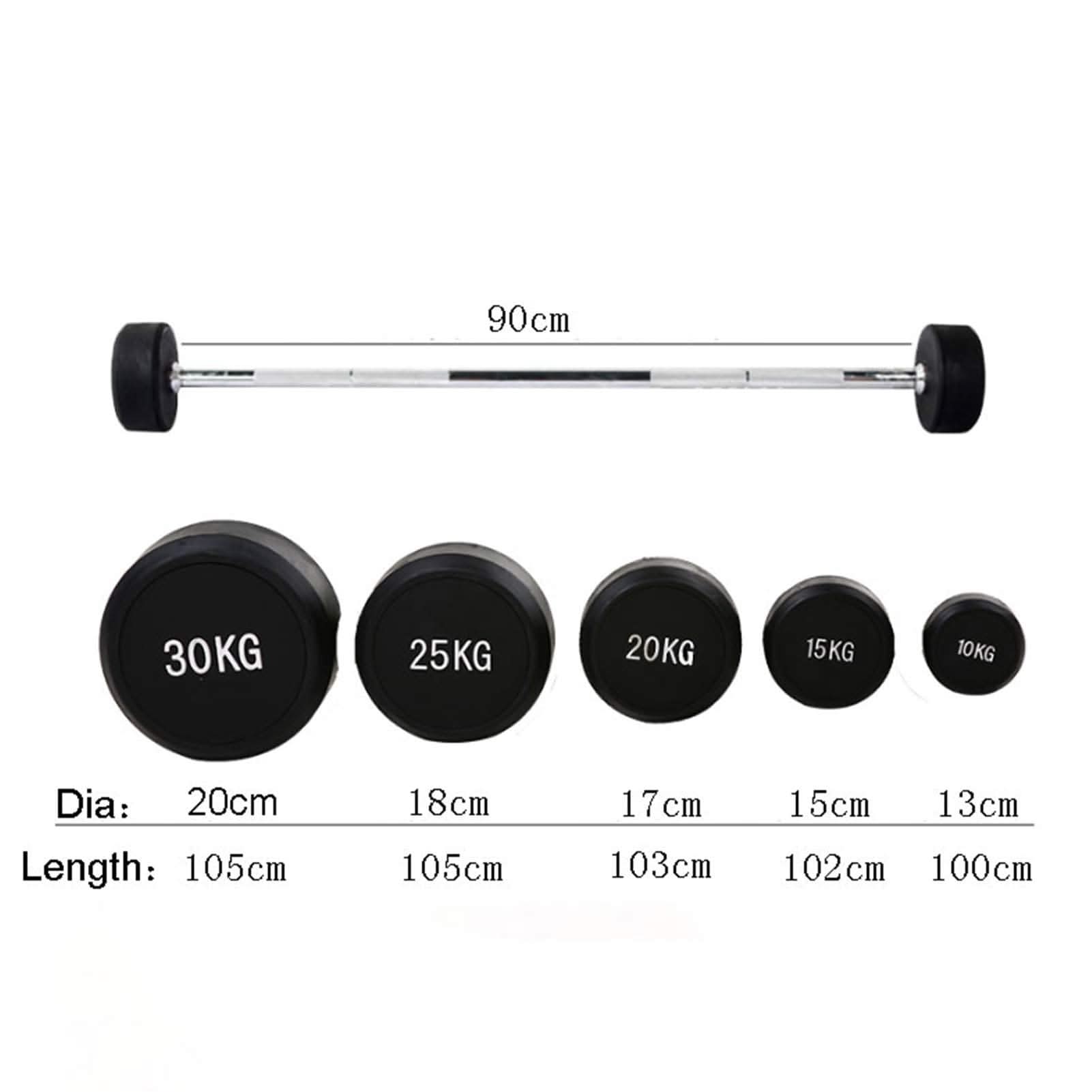 Harley Fitness TPU Fixed Straight Barbell Weight - 10 Kg - 50 Kg