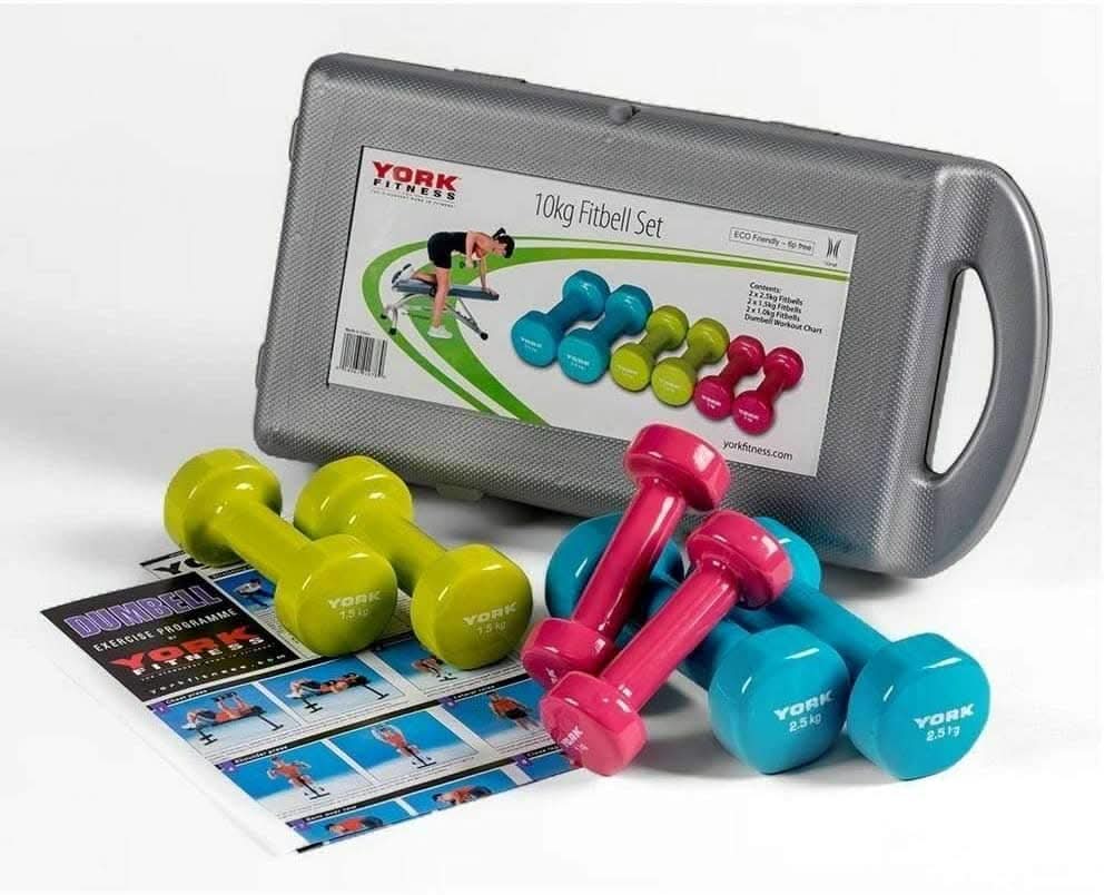 York Fitness 10Kg Vinyl Fitbell Set In A Case