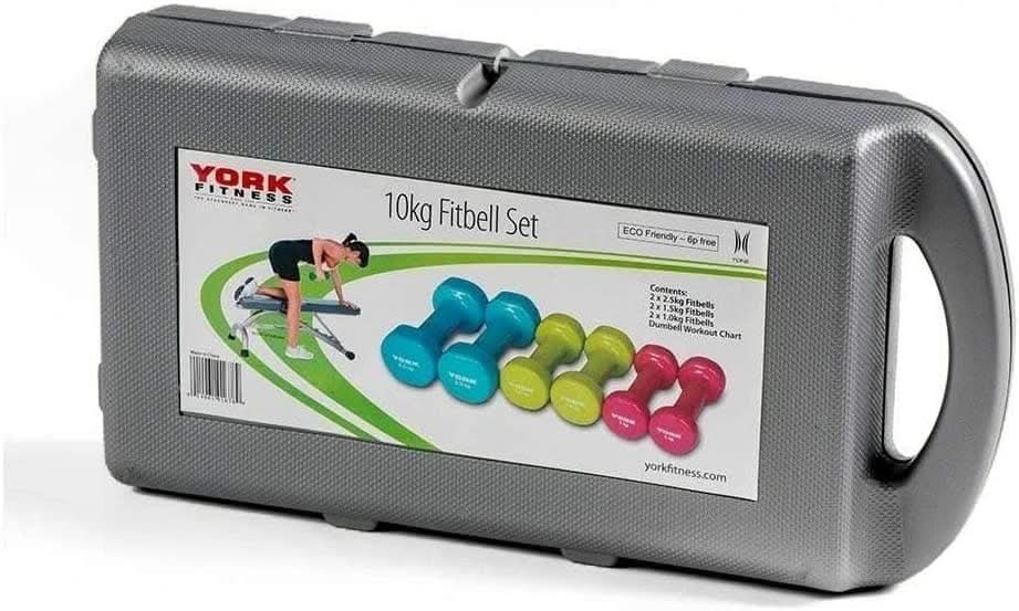 York Fitness 10Kg Vinyl Fitbell Set In A Case