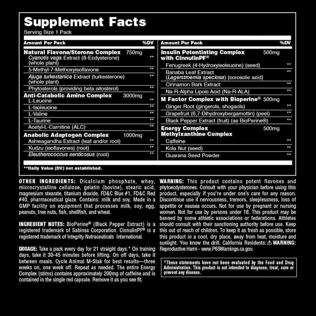Animal M Stak for Muscle Growth Support, Non Hormonal, 21 Pack (Pills)