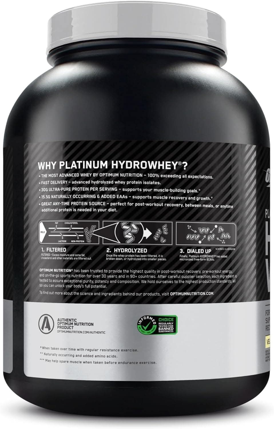 Optimum Nutrition Platinum Hydrowhey for Muscle Support, 3.5 lbs - 40 Servings