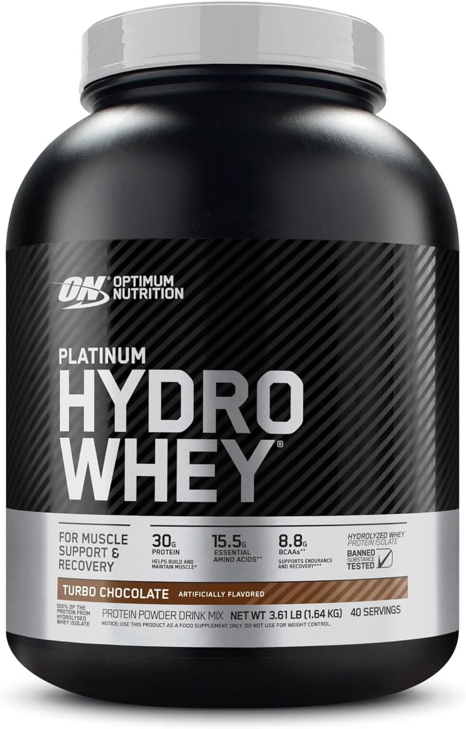 Optimum Nutrition Platinum Hydrowhey for Muscle Support, 3.5 lbs - 40 Servings Turbo Chocolate