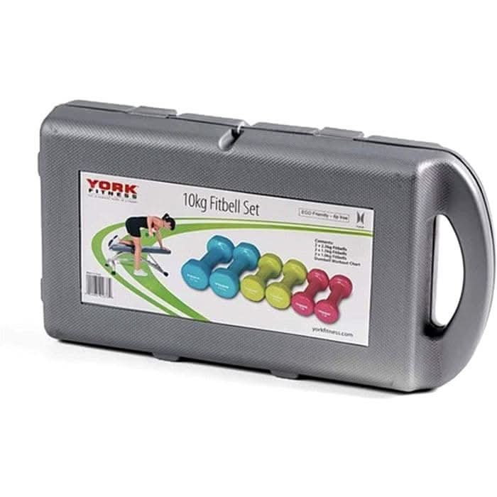 York, Vinyl Dumbell Fit Bell Set In Case, 60382, Multi-Color