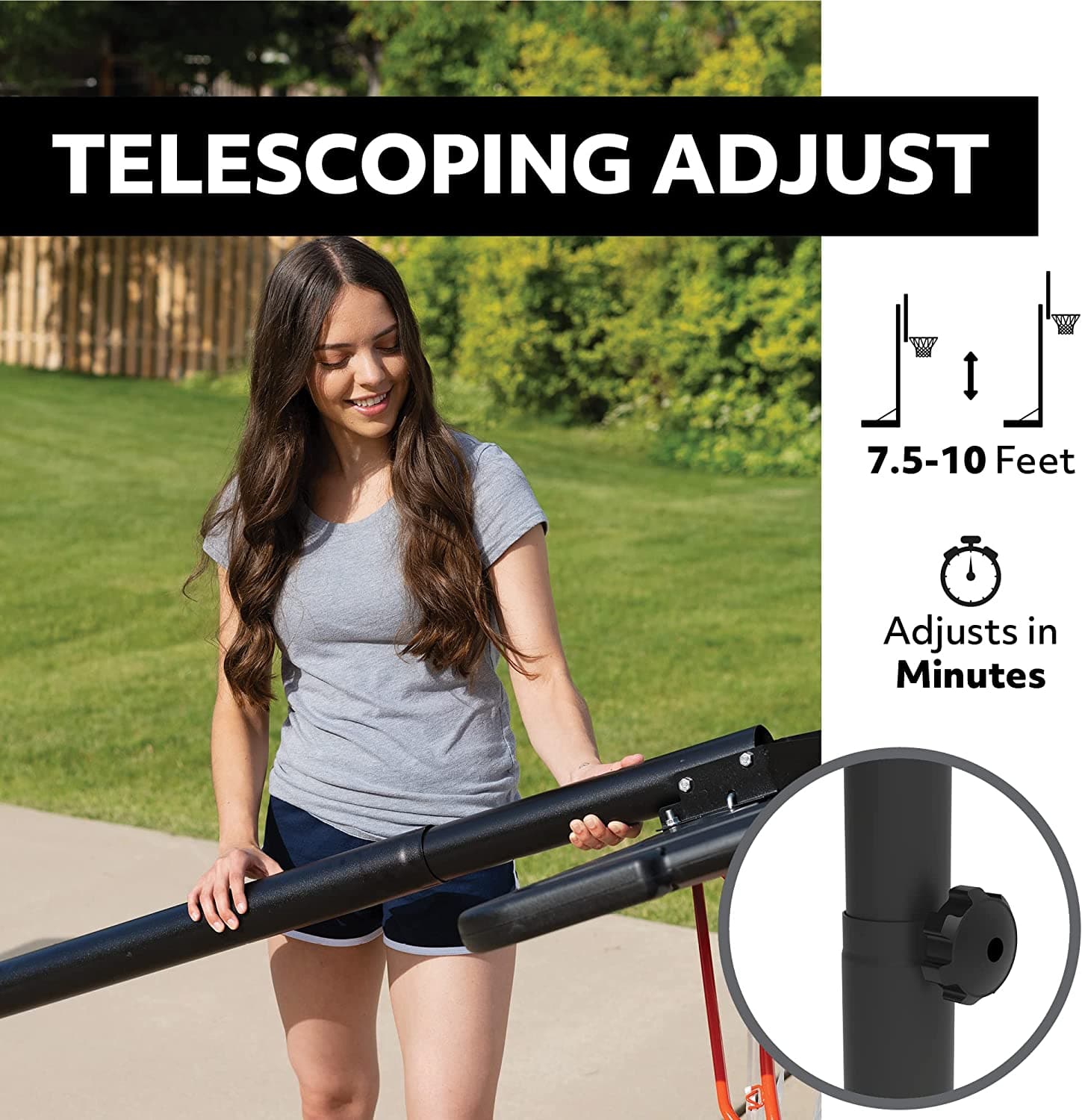 Lifetime 44" Backboard", Height Adjustable Portable Basketball System - Athletix.ae