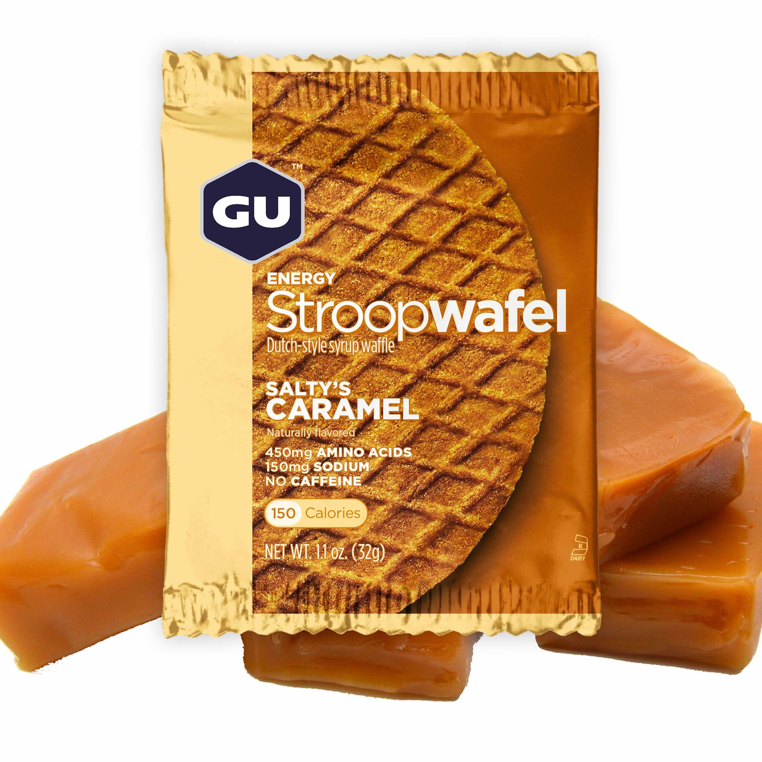 GU Energy Stroopwafel Sports Nutrition Waffle, 16-Count Salty's Caramel