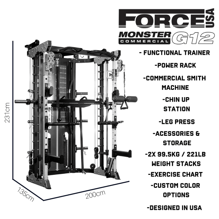 Force USA G12 All-In-One Trainer – Smith Machine, Cable Crossover & Power Rack Gym System