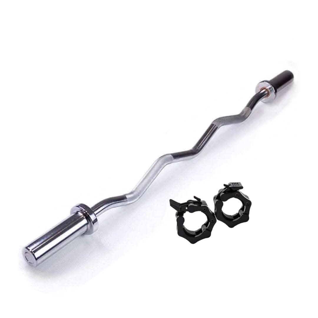 1441 Fitness 4 Ft Olympic Size EZ Curl Bar with Collars | 7 kg