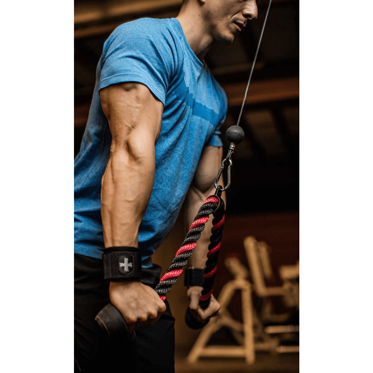 Harbinger Tricep Rope, Black/Red