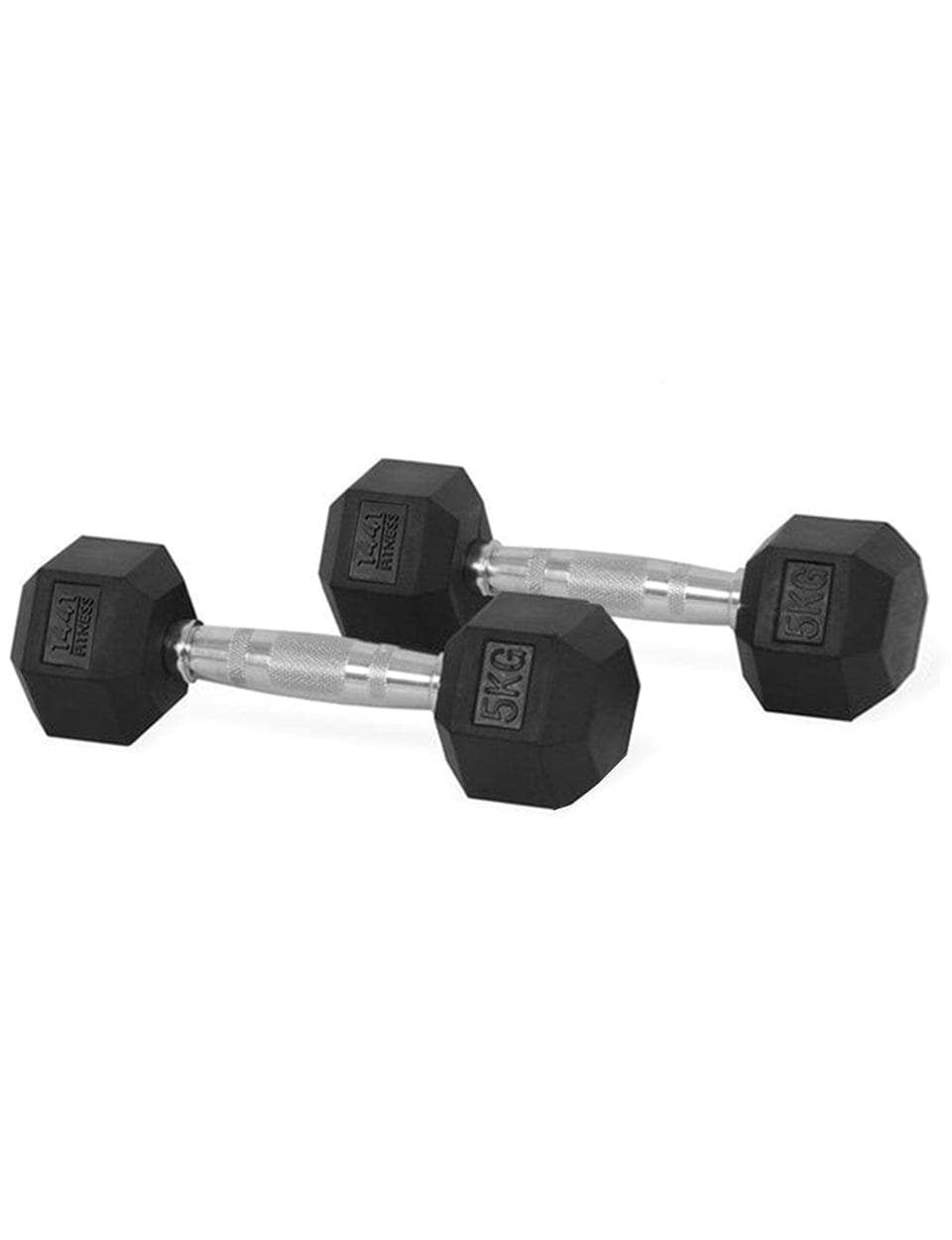 PRSAE Dumbbells 5 KG 1441 Fitness Hex Rubber Dumbbell (Sold as Pair) - 1 Kg to 10 Kg
