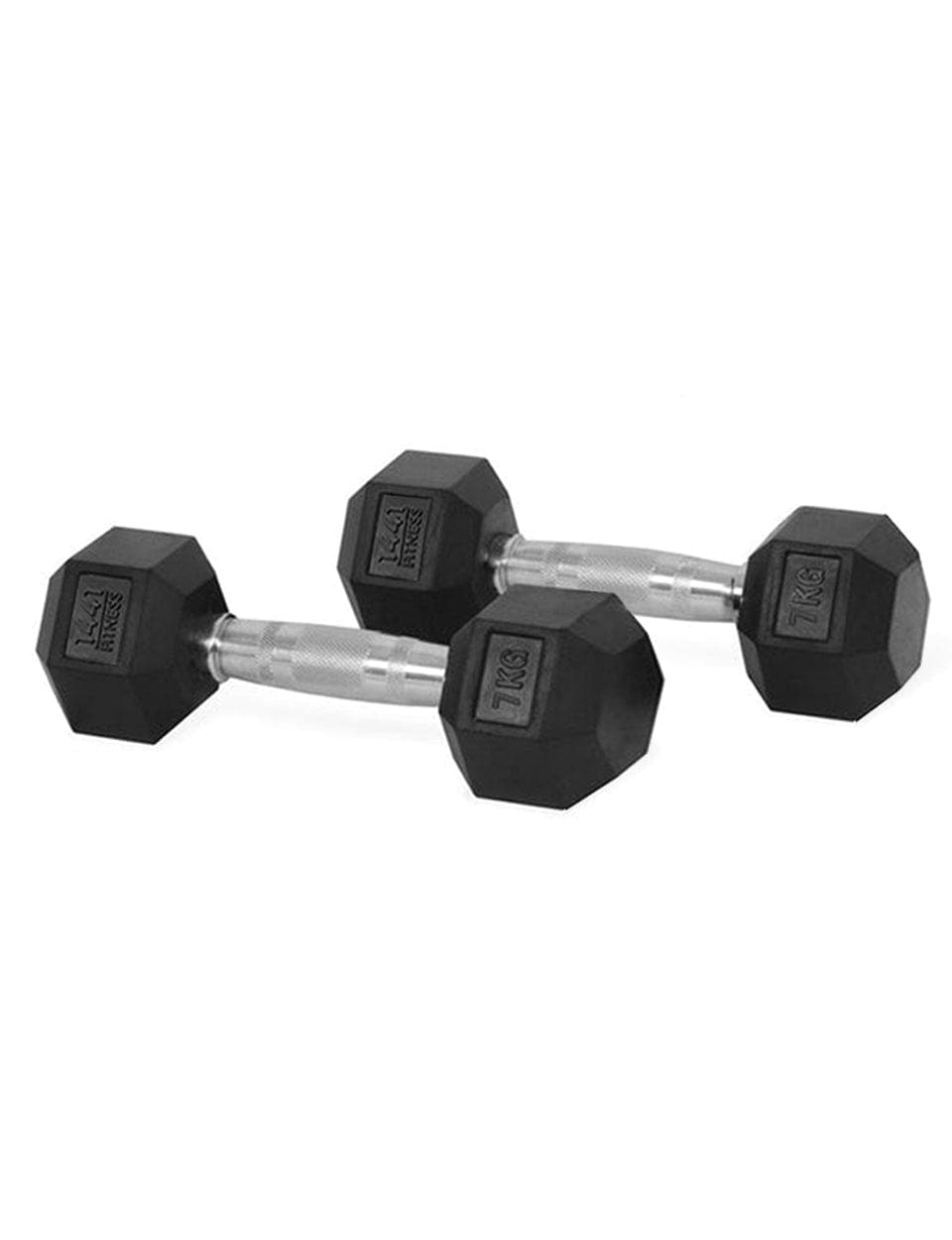 PRSAE Dumbbells 7 KG 1441 Fitness Hex Rubber Dumbbell (Sold as Pair) - 1 Kg to 10 Kg