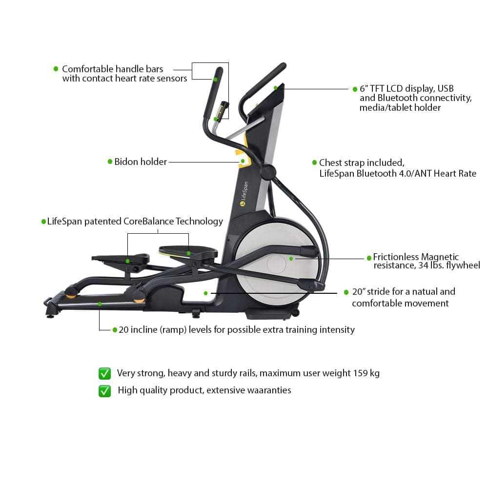 LifeSpan E2i+ Elliptical Cross Trainer – Commercial Cardio Machine
