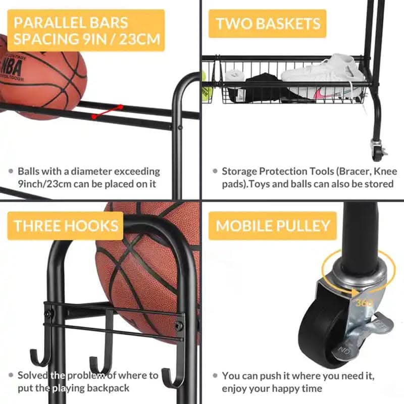 Ball Storage Cart (104cm x 42cm x 118cm)