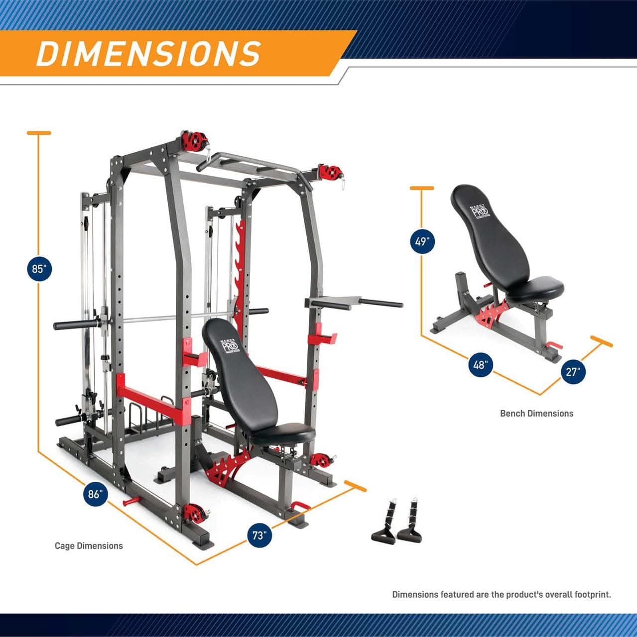 Marcy SM-4903 Pro Smith Machine – Home Gym Cage Training System with Adjustable Bench