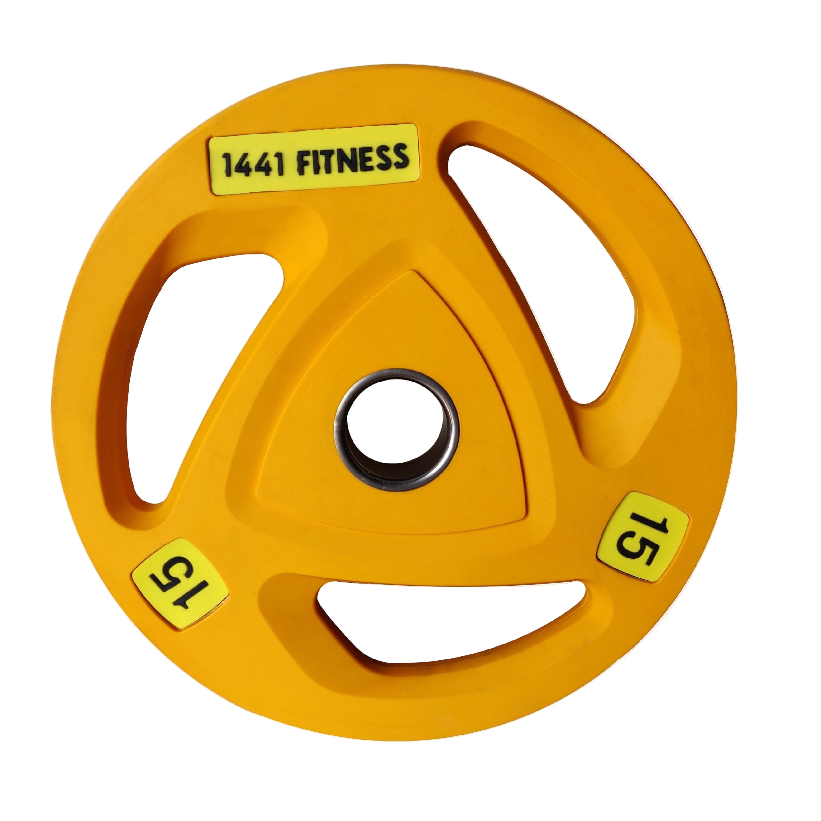 1441 Fitness Tri Grip Color PU Olympic Plates 2.5 Kg to 20 Kg - 1 Year Warranty 15 KG