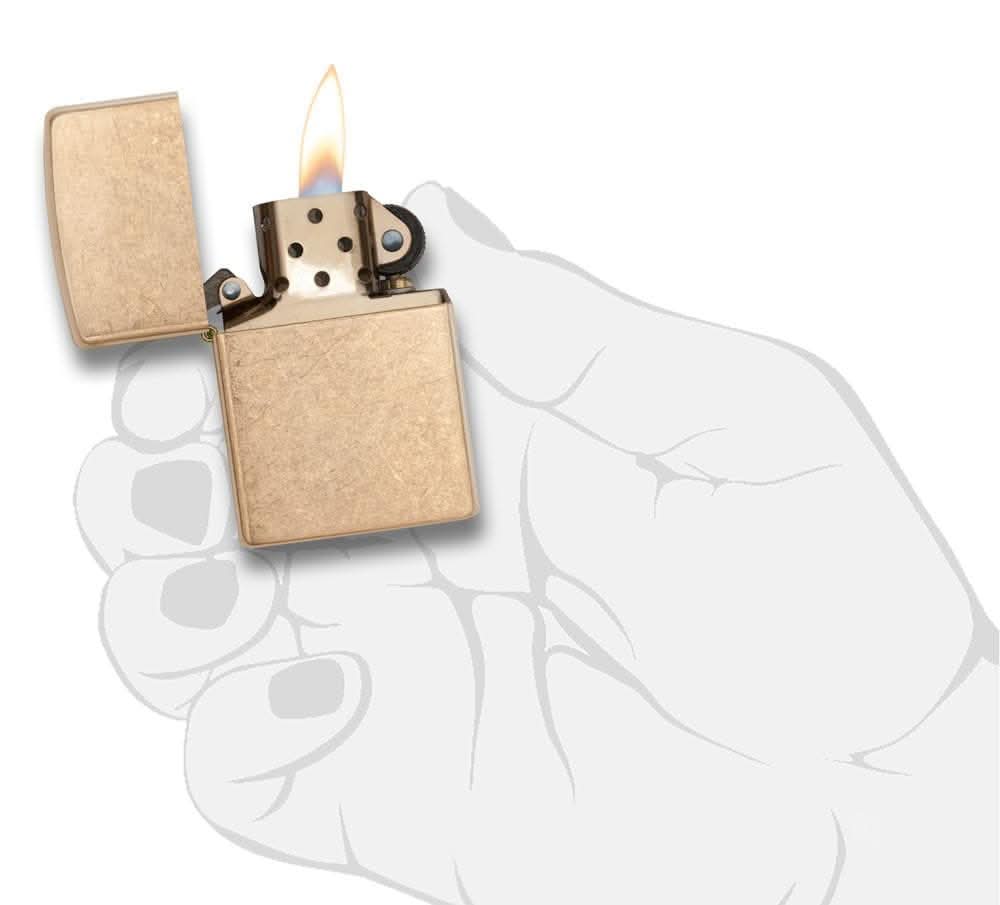 Zippo 28496 Armor Tumbled Brass Windproof Lighter, Armor Model, Brown - OUTBACK