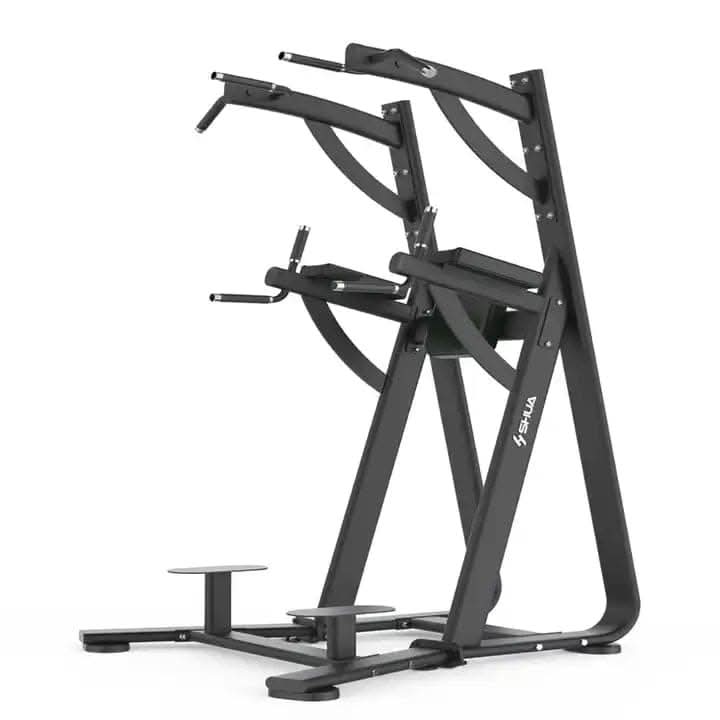 SHUA Chin Dip Leg Raise Station SH-G6888 – Silver Gray & Black | Multi-Function Core & Upper Body Machine