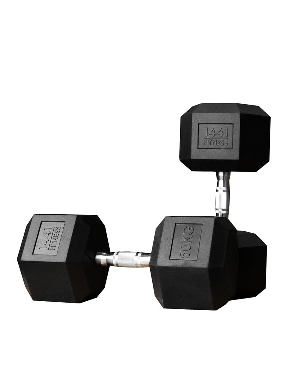 1441 Fitness Rubber Hex Dumbbells in Kilogram | Sold In Pairs (2 pcs) | Tough & Durable | Chrome Plated Economical Handle 50 KG
