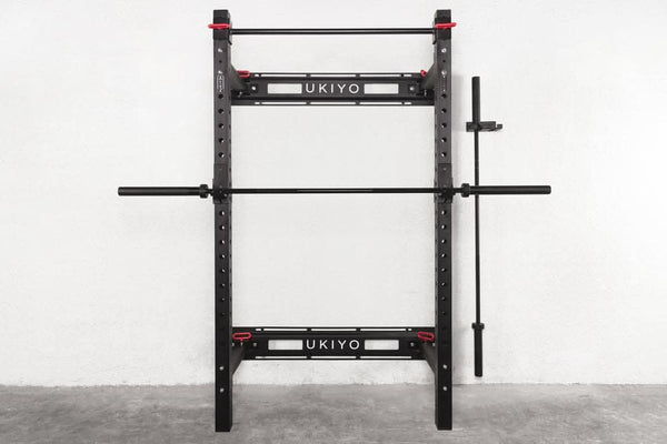 Ukiyo Wall Rack with 20kg Barbell, Wall Mounted Double Bar Holders, Two Wall Weight Pegs
