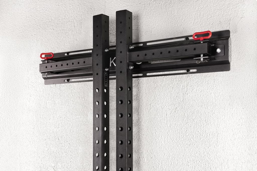 Ukiyo Wall Rack with 20kg Barbell, Wall Mounted Double Bar Holders, Two Wall Weight Pegs