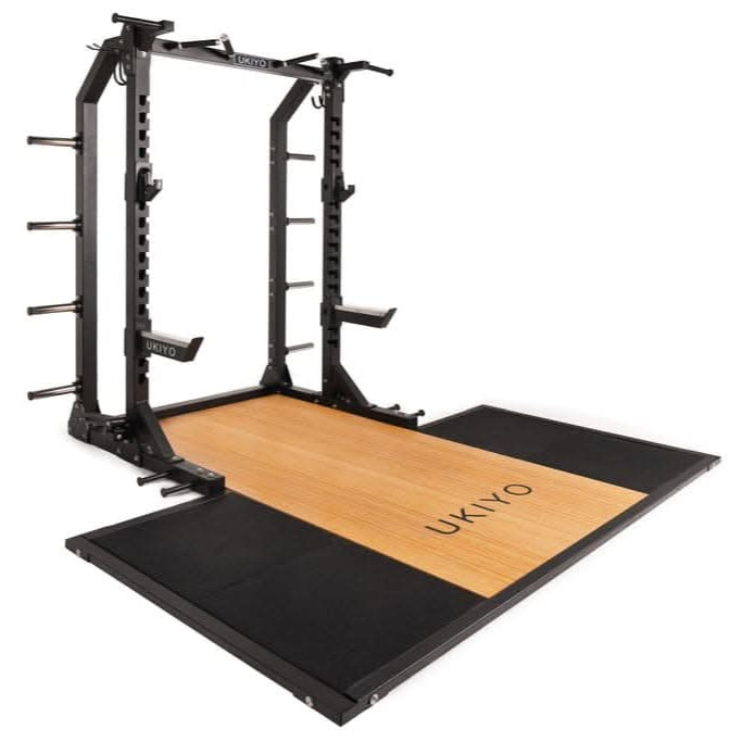 Ukiyo Squat Rack with Wooden & Rubber Platform – Heavy-Duty Power Rack for Strength Training