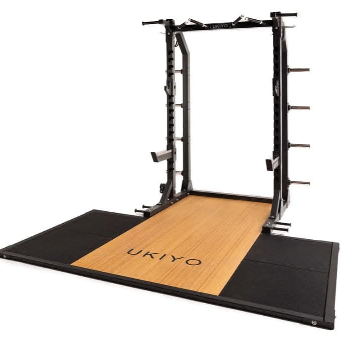 Ukiyo Squat Rack with Wooden & Rubber Platform – Heavy-Duty Power Rack for Strength Training