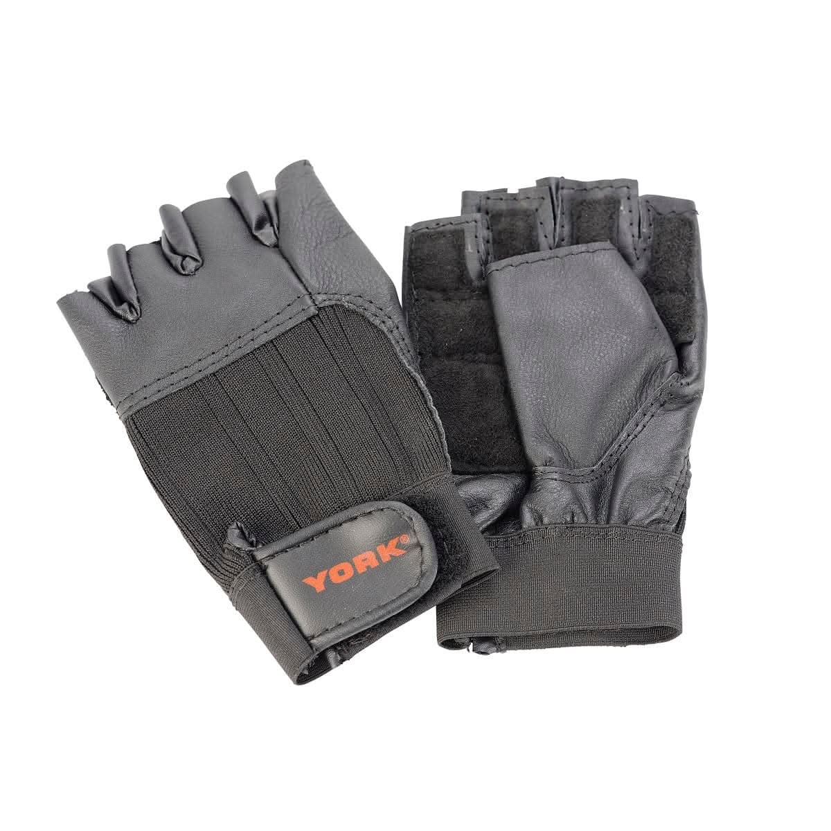 York, Fitness Leather Weight Lifting Gloves, 60199, Black