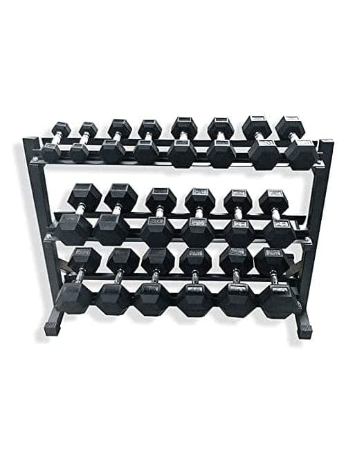 Combo 1441 Fitness Hex Dumbbells Set - 2.5 KG to 25 KG with 3 Tier Dumbbell Rack