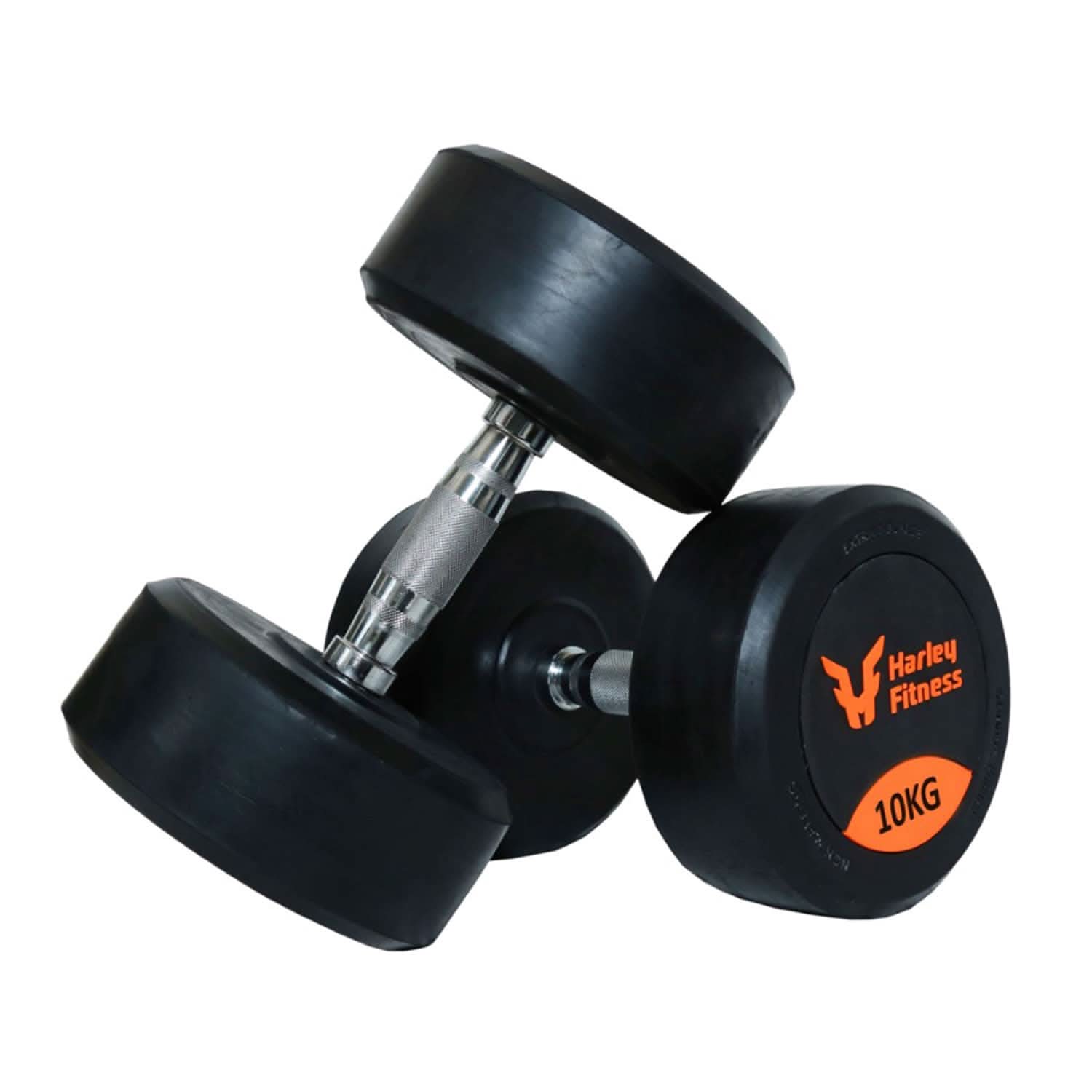 Harley Fitness Premium Rubber Coated Round Dumbbell | 2.5 Kg to 25 Kg 10.00 KG