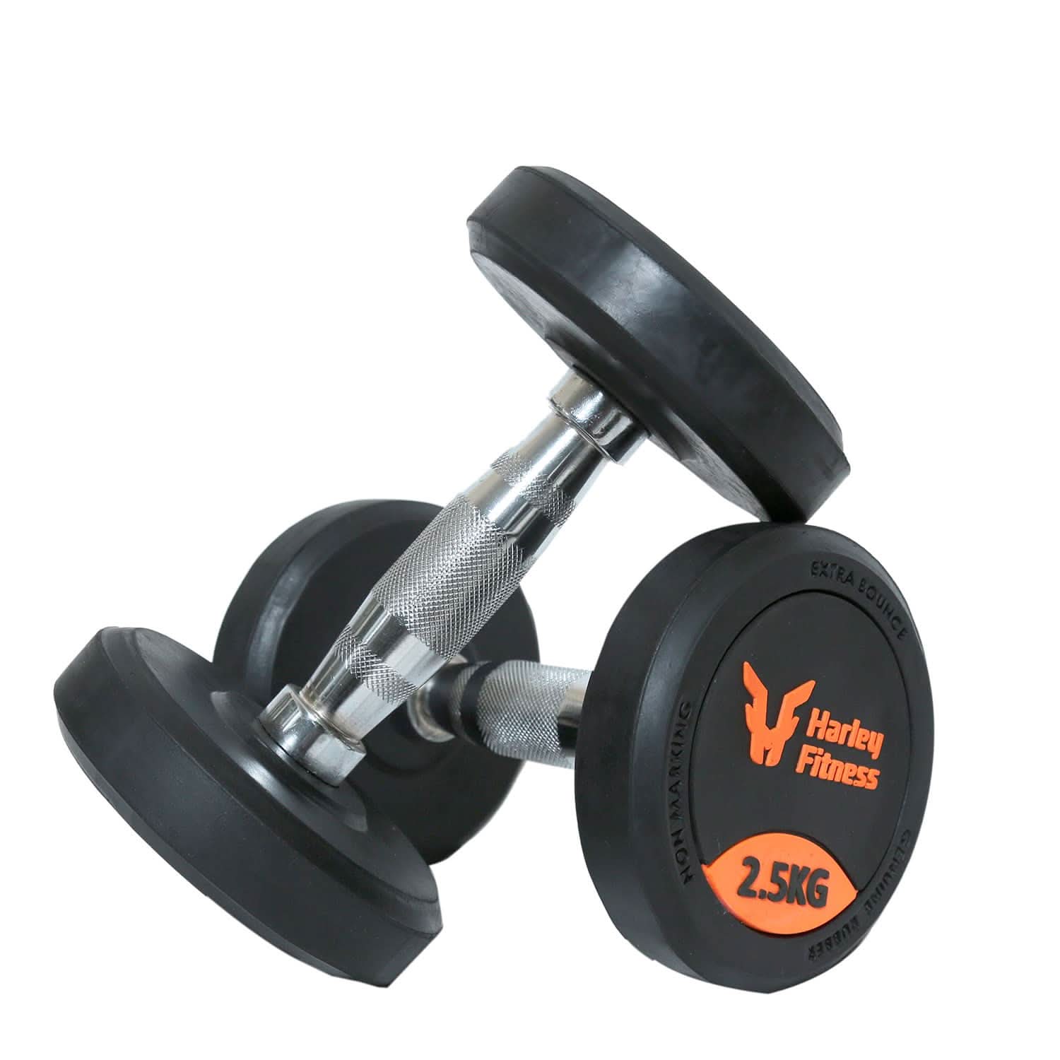 Harley Fitness Premium Rubber Coated Round Dumbbell | 2.5 Kg to 25 Kg 2.50 KG