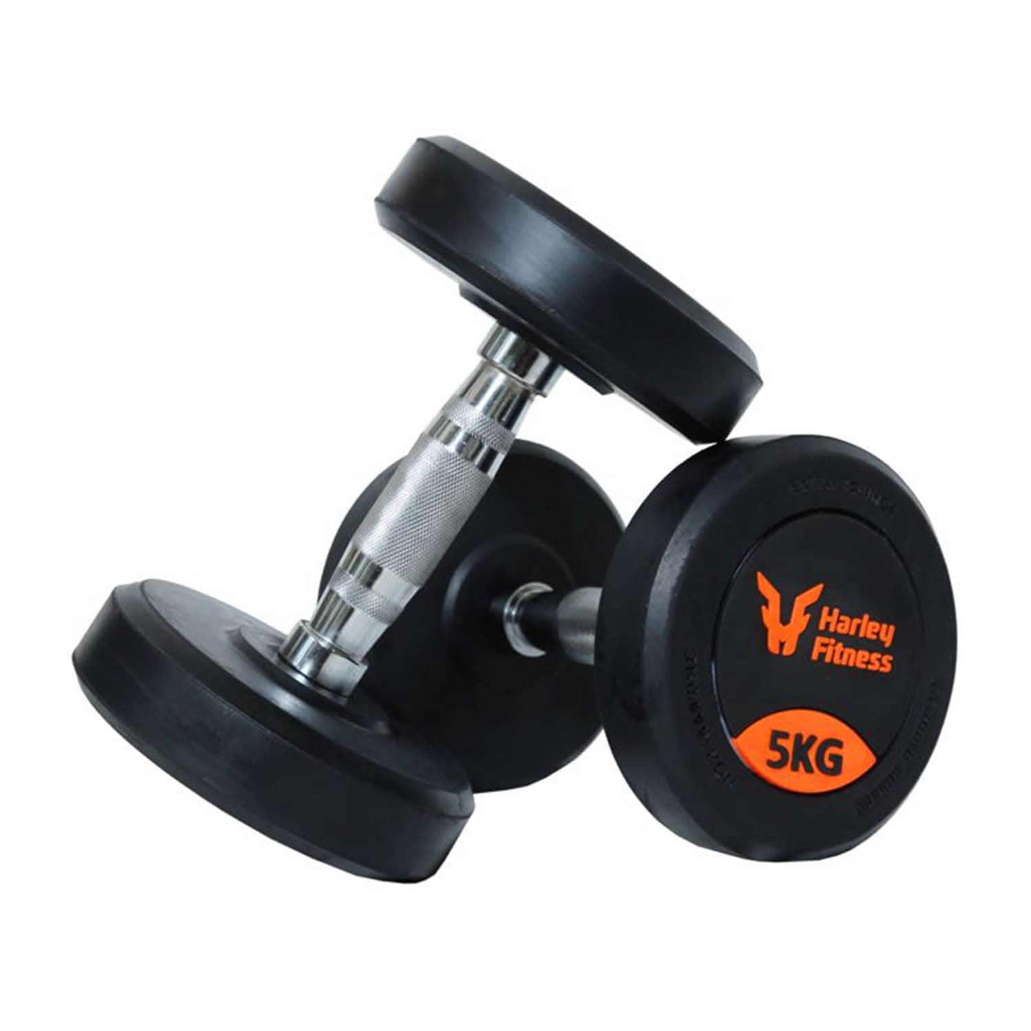 Harley Fitness Premium Rubber Coated Round Dumbbell | 2.5 Kg to 25 Kg 5.00 KG