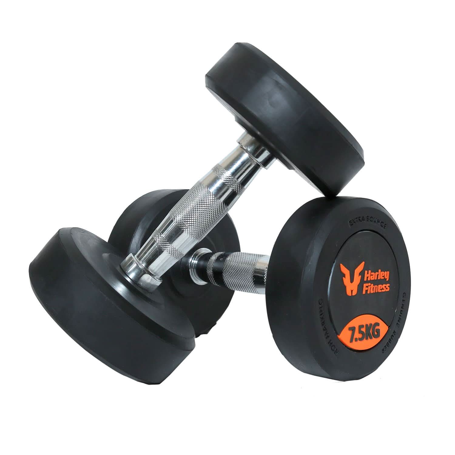 Harley Fitness Premium Rubber Coated Round Dumbbell | 2.5 Kg to 25 Kg 7.50 KG