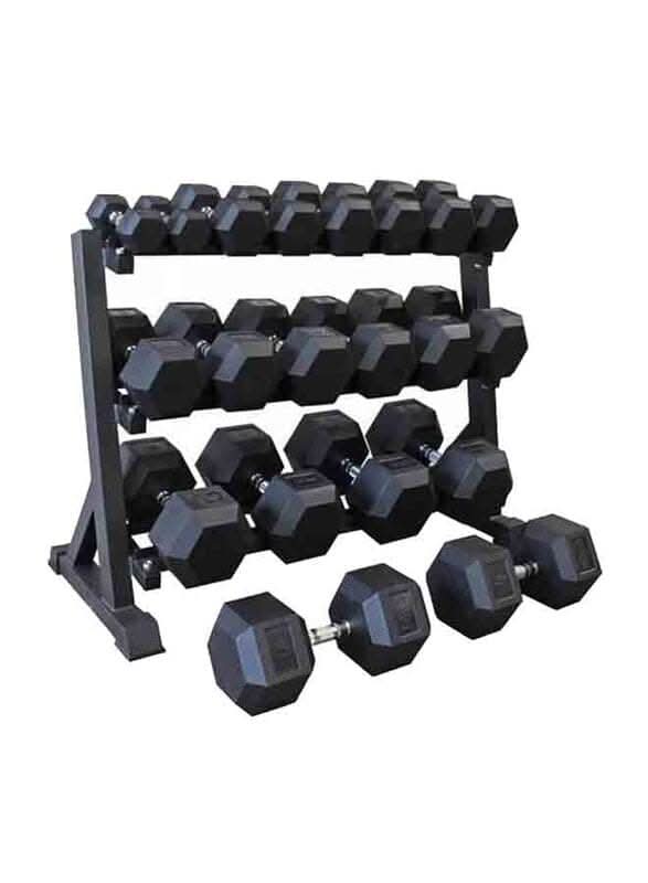 Combo MSF 2.5KG to 20KG Hex Dumbbell Set With Dumbbell Rack
