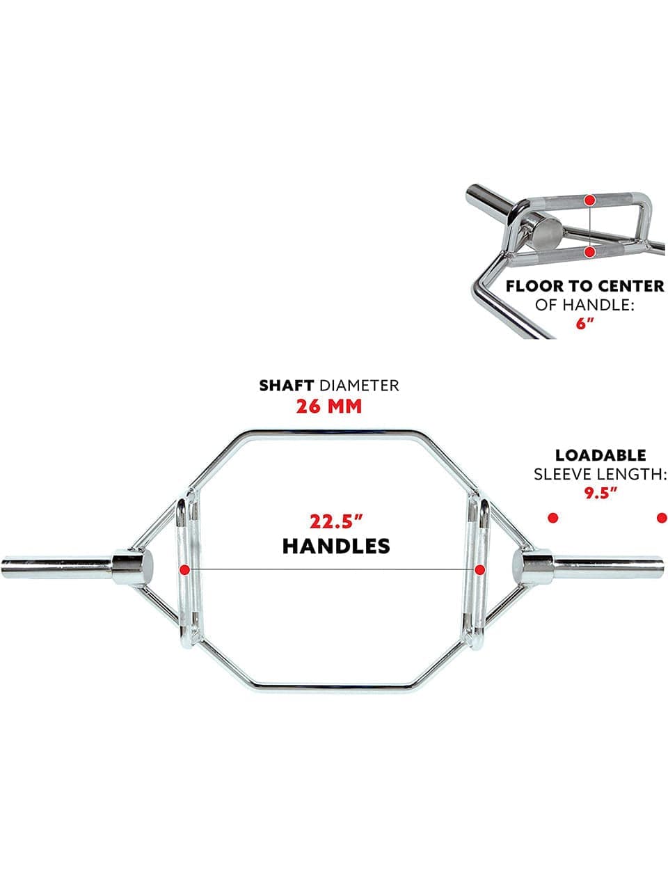 PRSAE Plates & Bars 1441 Fitness 6 ft Olympic Hex Trap Dead lift Bar with Collars | 15 kg