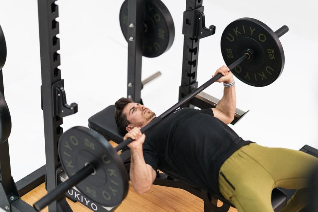 Combo Ukiyo Sensei Set (Squat Rack with Bench, 6 Kg - 16 Kg Dumbbells with Rack, 150 Kg Barbell Set, Barbell Pad, Elastic Band & Suspension Trainer)